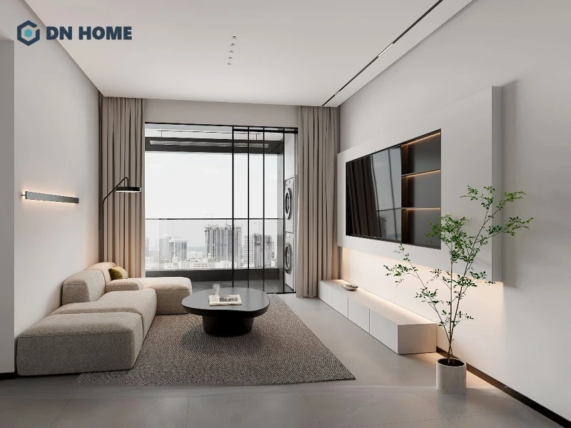 Không gian căn hộ chung cư 75m2 phong cách tối giản tập trung sử dụng các vật dụng thông minh, đa năng để tiết kiệm diện tích