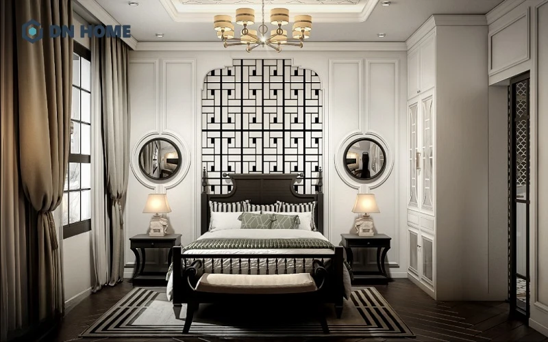 Phòng ngủ đậm chất Indochine với các chất liệu, hoạ tiết đặc trưng