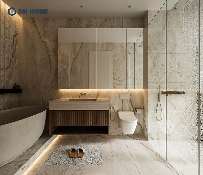 Thiết kế tinh tế, sử dụng vách kính để ngăn cách các khu vực