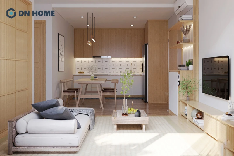 Với diện tích 10m2 nên thiết kế bếp mở tạo cảm giác rộng thoáng