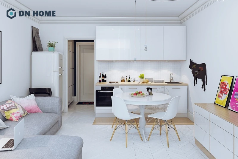 Căn bếp 10m2 phong cách hiện đại trông rộng rãi và tiện nghi hơn