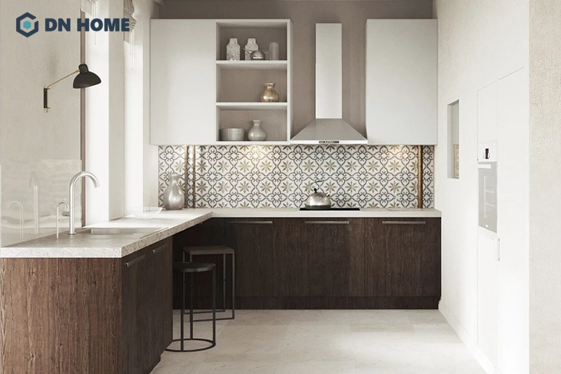 Mẫu phòng bếp 12m2 thiết kế theo phong cách tối giản