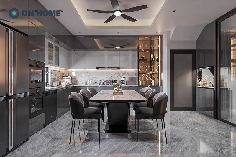 Căn bếp chung cư 16m2 bố trí khoa học với đầy đủ tiện nghi cơ bản