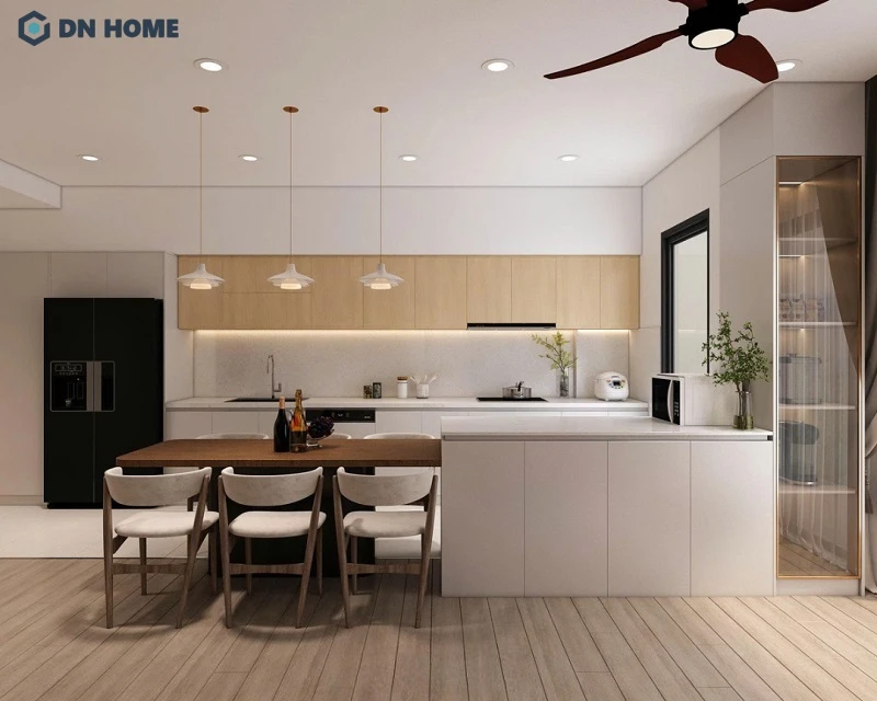 Căn bếp chung cư hiện đại, bố trí nội thất khoa học tạo nên không gian nấu nướng tiện nghi