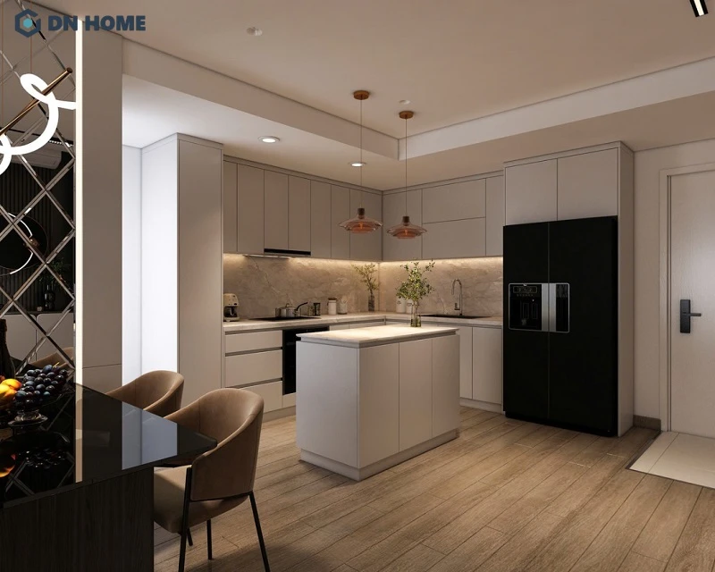 Thiết kế bếp chung cư 16m2 theo phong cách tối giản, thanh lịch