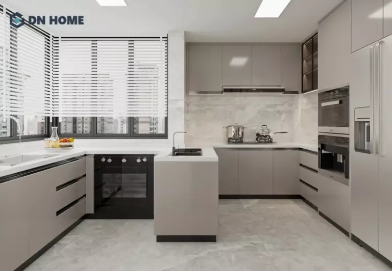 Phòng bếp nhà ống 5m phong cách tối giản