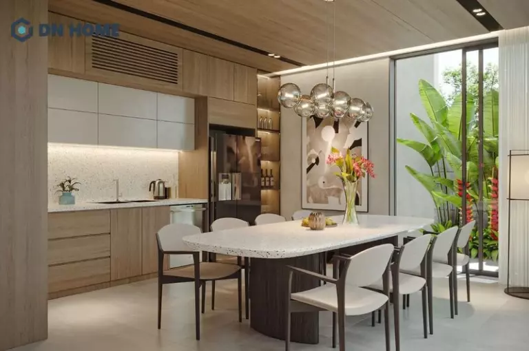 Thiết kế phòng bếp nhà ống không gian mở thông thoáng