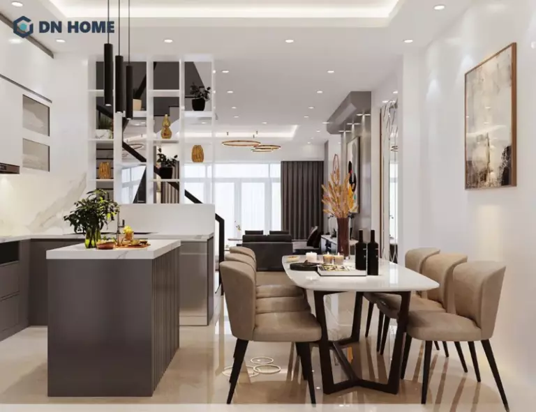 Thiết kế phòng bếp thông với phòng khách tối ưu công năng sử dụng