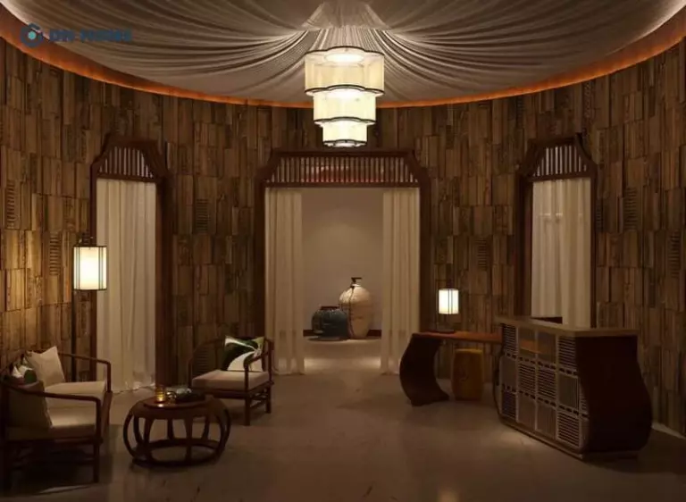 Phòng spa theo thiết kế Ấn Độ sử dụng tông màu rực rỡ với họa tiết Mandala