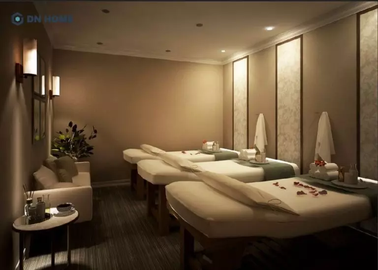 Không gian phòng massage trang trí nhẹ nhàng để sinh động hơn