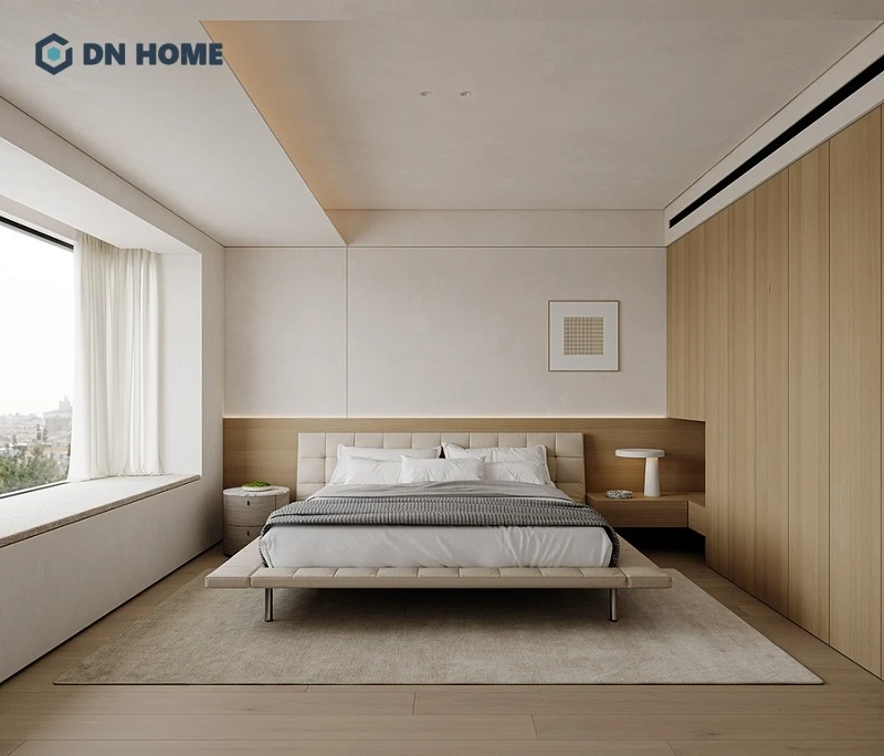Thiết kế không gian nghỉ ngơi 15m2 dành cho vợ chồng với thiết kế tối giản, gọn gàng