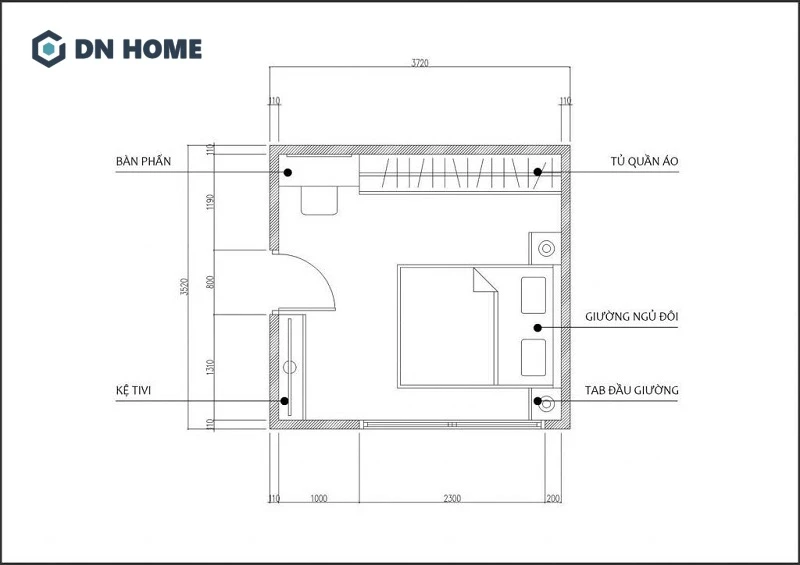 Bản vẽ thiết kế không gian nghỉ ngơi 15m2 đầy đủ tiện nghi