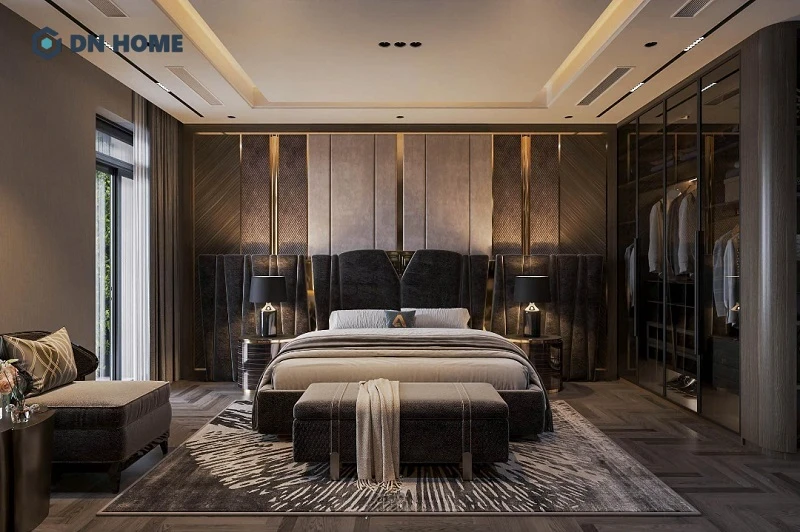 Phòng ngủ 15m2 dành cho nam thiết kế sang trọng, cá tính