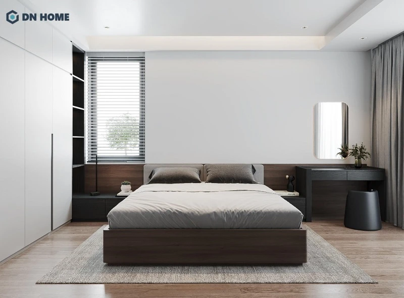 Thiết kế phòng ngủ nhỏ 15m2 phong cách tối giản, loại bỏ những chi tiết không cần thiết giúp không gian luôn thông thoáng