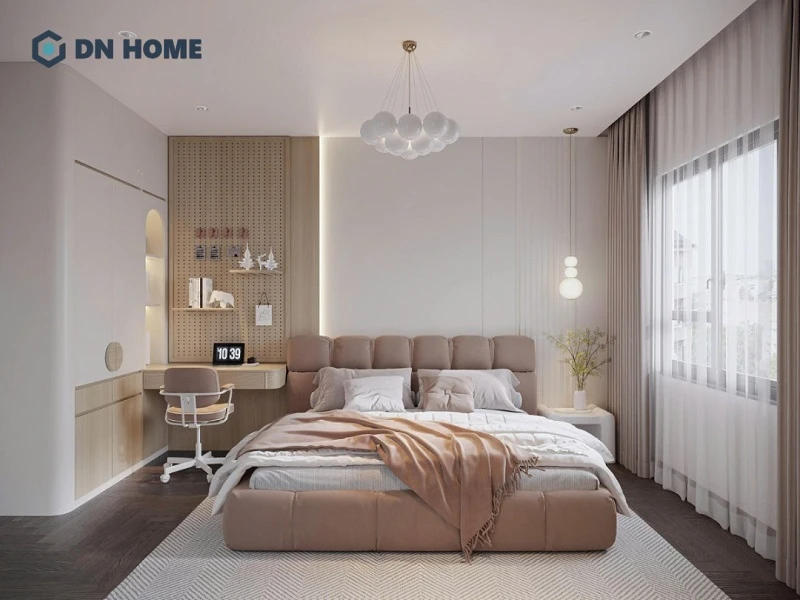 Không gian phòng ngủ 15m2 với bố cục đơn giản dành cho nữ