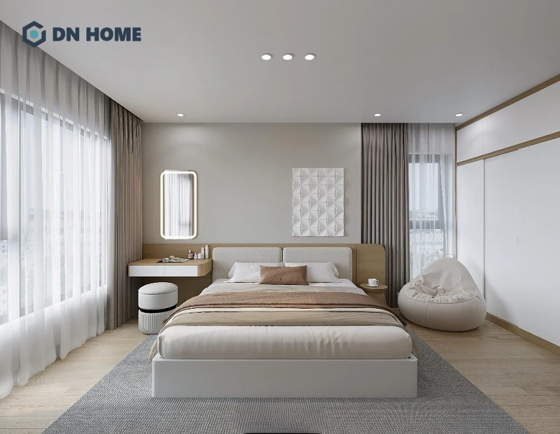 Phòng ngủ 15m2 dành cho vợ chồng theo phong cách hiện đại, tiện nghi