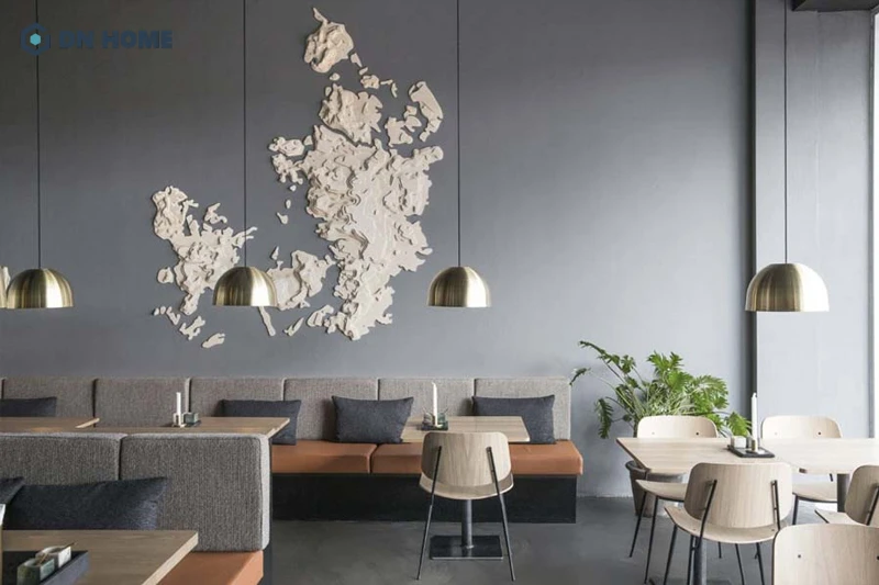Xám bạc là gam màu chủ đạo lý tưởng để thể hiện rõ cái lạnh Bắc Âu trong quán cafe Scandinavian