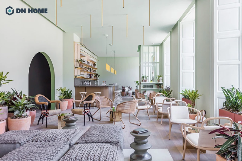 Nội thất bên trong quán cafe phong cách Scandinavian hướng đến sự tối giản, tinh tế