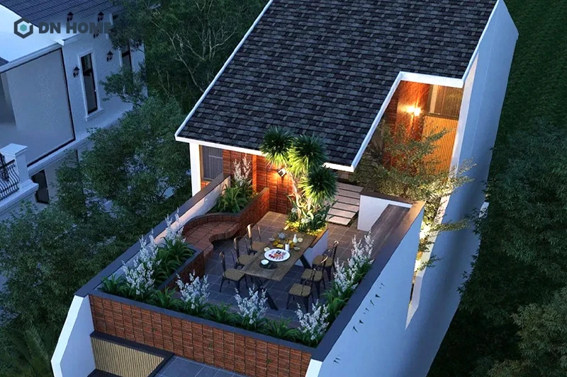 Sân thượng là không gian thoáng đãng nằm ở tầng trên cùng của công trình