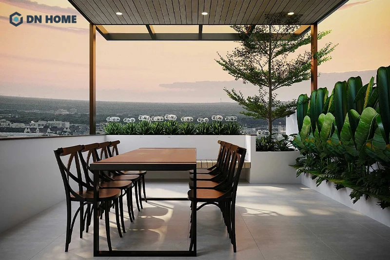 Mẫu sân thượng thiết kế đơn giản, tiết kiệm chi phí nhưng vẫn đảm bảo tính thẩm mỹ