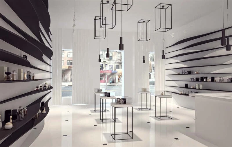 Showroom phong cách tối giản với tông màu xám trắng thời thượng