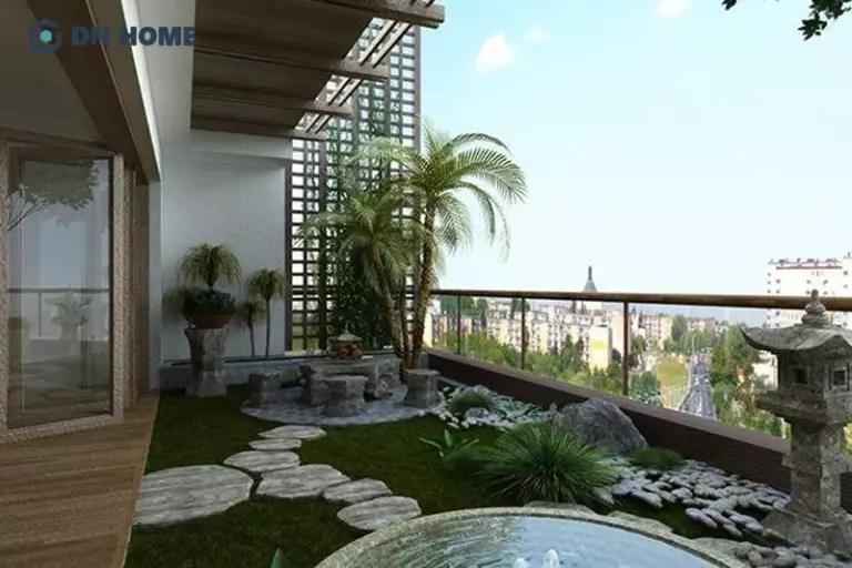 Thảm có và các loại cây thấp, dễ chăm thường được sử dụng trong thiết kế tiểu cảnh ban công