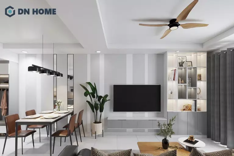 Ứng dụng trang trí quạt cho trần nhà phong cách hiện đại nên ưu tiên lựa chọn kiểu dáng tối giản