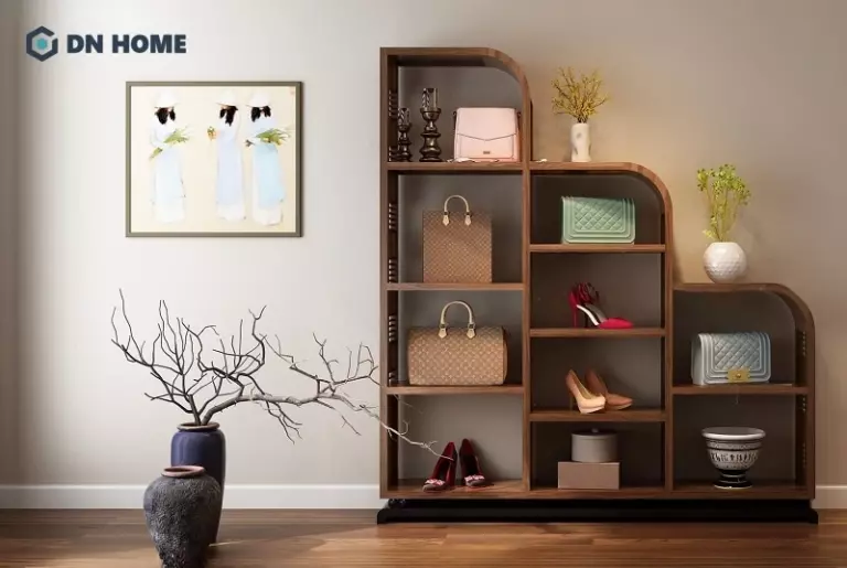 Tủ đựng túi xách trong phòng ngủ bằng gỗ với thiết kế nhỏ gọn