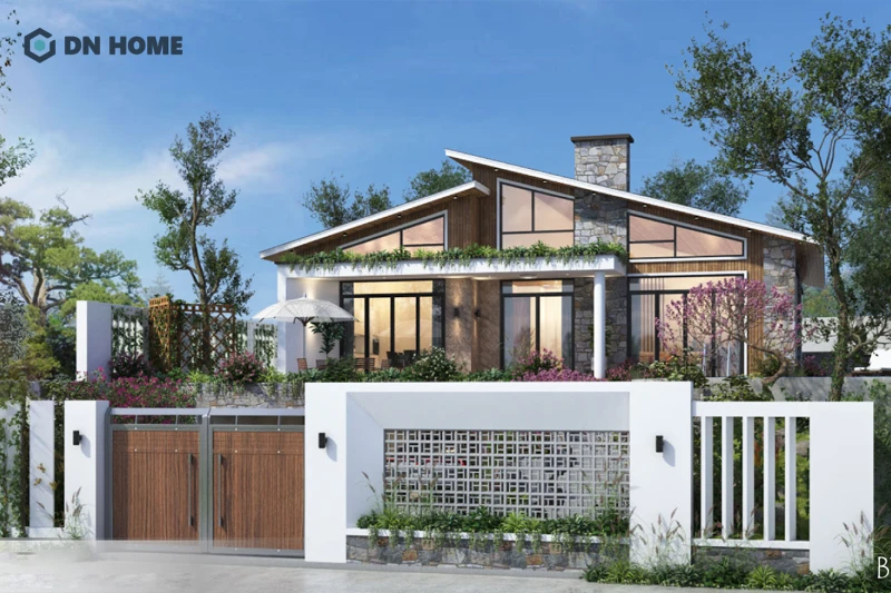 Cây xanh có thể là điểm nhấn cho cổng nhưng không được trồng đối diện