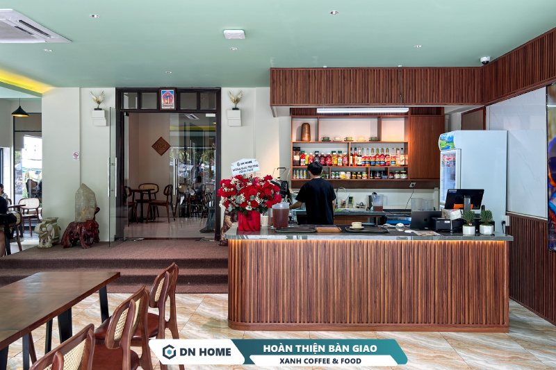 Khu vực order và pha chế được tích hợp, tối ưu công năng - diện tích mà vẫn đảm bảo tính thẩm mỹ