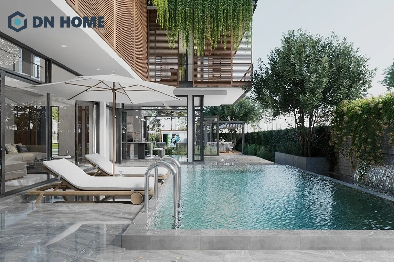 Biệt thự 2 tầng có bể bơi ngoài trời là kiểu thiết kế phổ biến nhất hiện nay