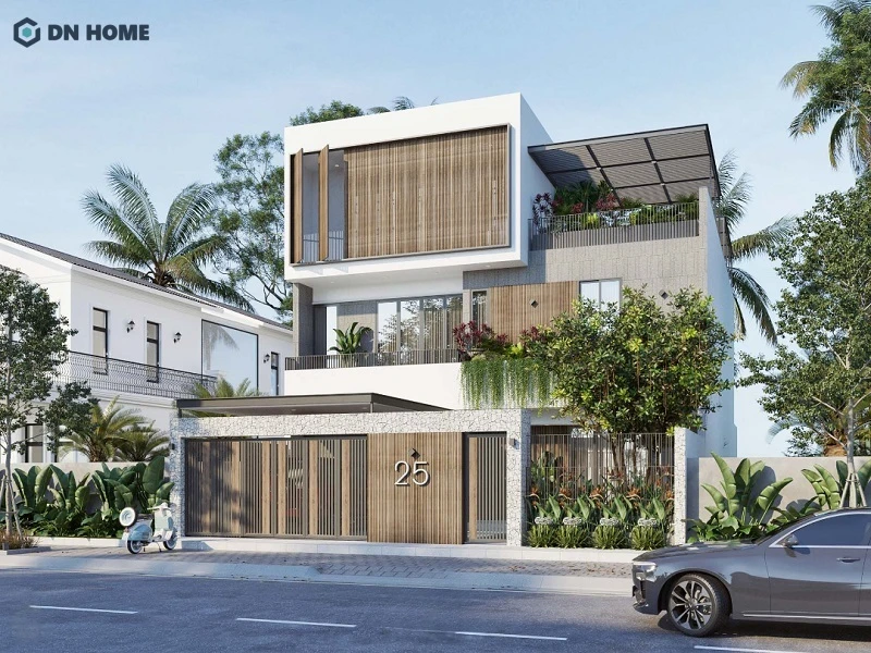 Mẫu biệt thự 3 tầng hiện đại gần gũi với thiên nhiên