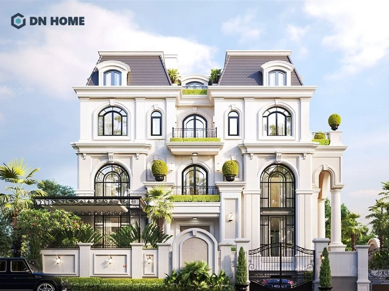 Mái Mansard là đặc trưng thiết kế biệt thự 4 tầng phong cách tân cổ điển