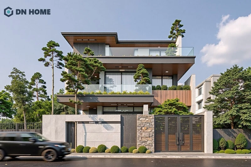 Gia chủ có thể kết hợp với các loại vật liệu cao cấp nhằm tôn lên vẻ đẹp thẩm mỹ, cá tính riêng cho phần mặt tiền