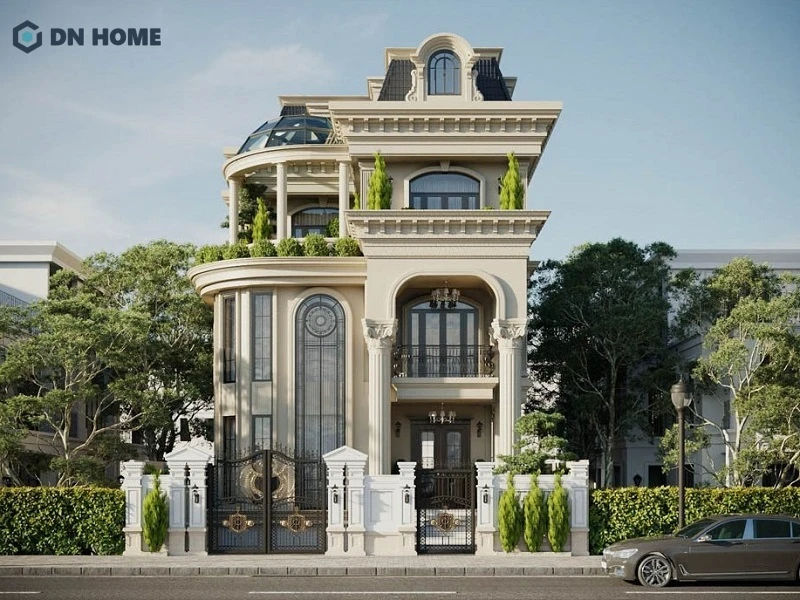 Không gian ngoại thất biệt thự được đầu tư kỹ lưỡng với hệ thống cây xanh mát mắt