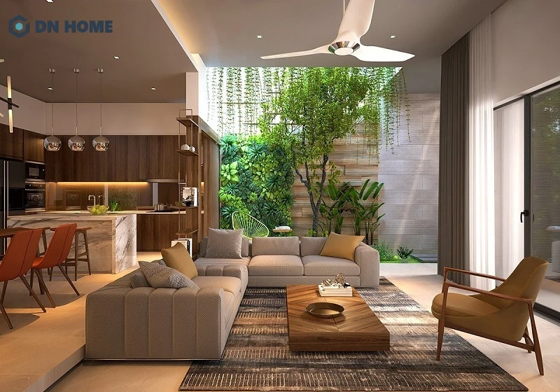 Việc tận dụng ánh sáng tự nhiên giúp ngôi nhà luôn thông thoáng và tiết kiệm năng lượng