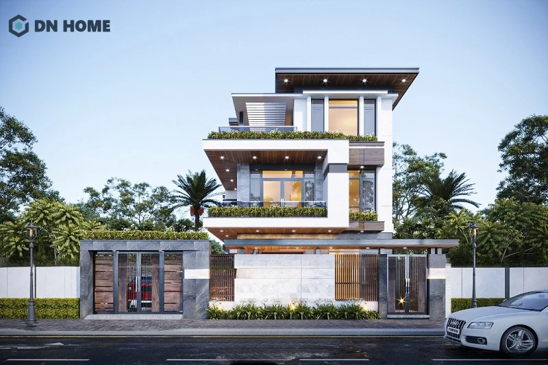 Mẫu biệt thự mặt tiền 10m thiết kế hiện đại, sang trọng