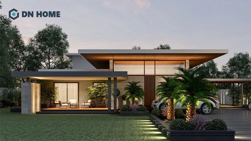 Biệt thự 1 tầng phong cách hiện đại đặc biệt phù hợp với những gia đình yêu thích sự tiện nghi, tối giản