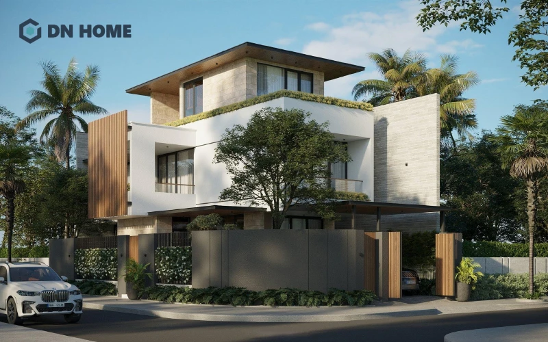 Biệt thự hiện đại 3 tầng với mức đầu tư cao và sự bề thế, thể hiện rõ đẳng cấp và địa vị của gia chủ