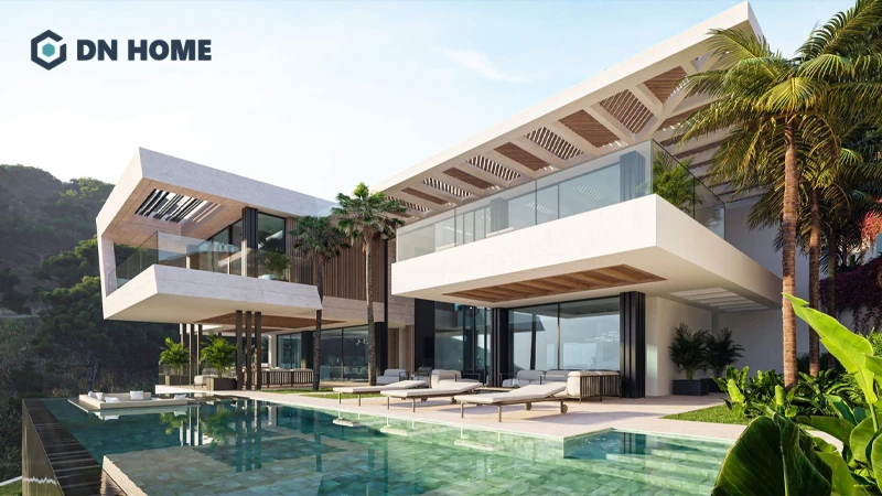 Biệt thự hiện đại có bể bơi thể hiện rõ phong cách sống thượng lưu, đẳng cấp