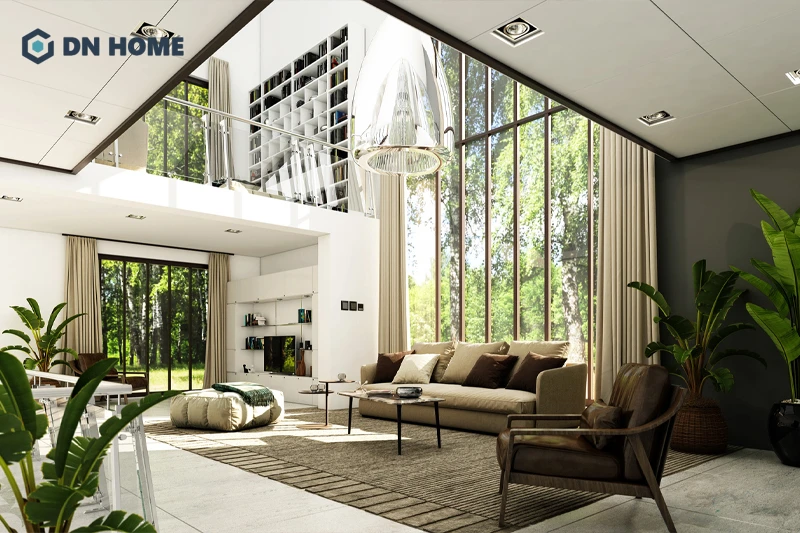 Sự thoáng đãng, thoải mái cần được thể hiện rõ nét trong không gian biệt thự phong cách hiện đại, tối giản