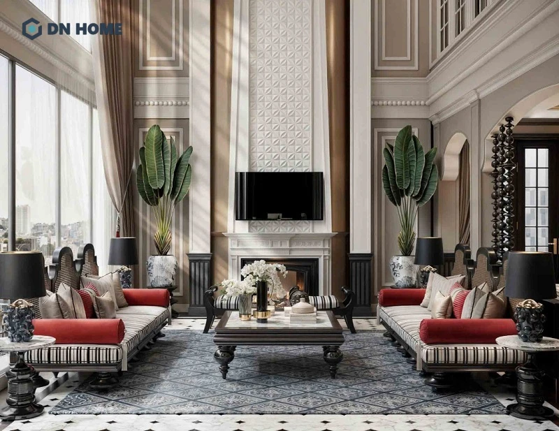 Chung cư phong cách Indochine sang trọng, thiết kế thông tầng giúp tối ưu ánh sáng và tạo điểm nhấn thẩm mỹ đặc biệt