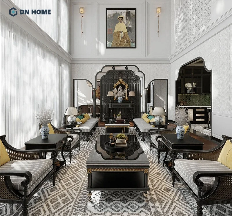 Mẫu thiết kế chung cư phong cách Indochine tối giản rất được nhiều gia chủ ưa chuộng hiện nay