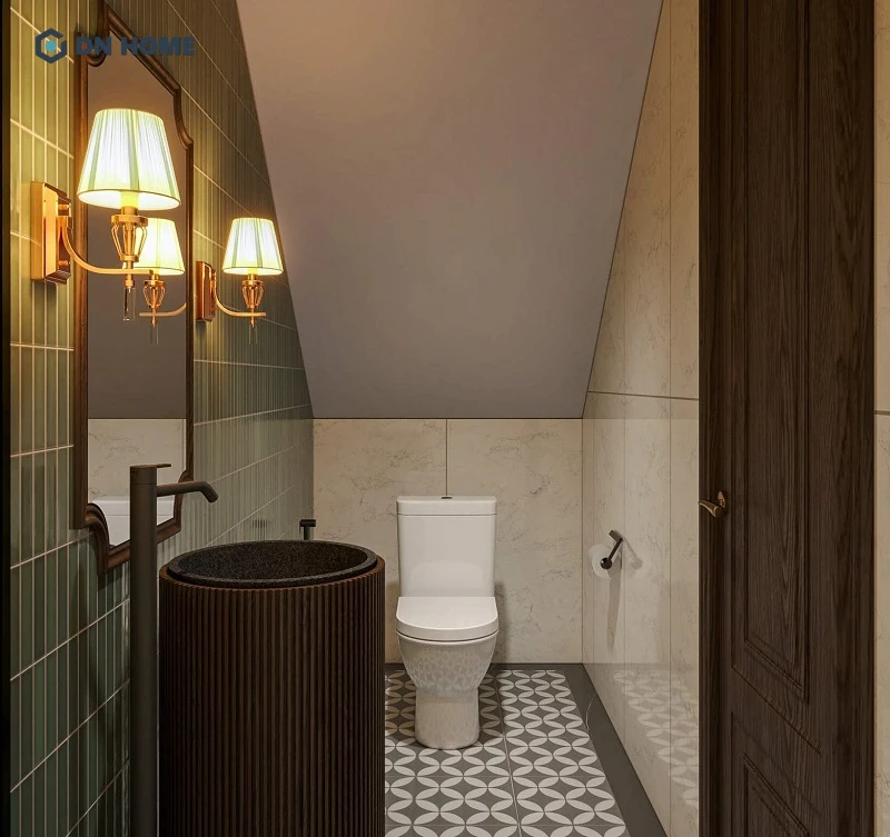 Nhà vệ sinh chung cư Indochine thiết kế tối giản, phù hợp với diện tích 45m2