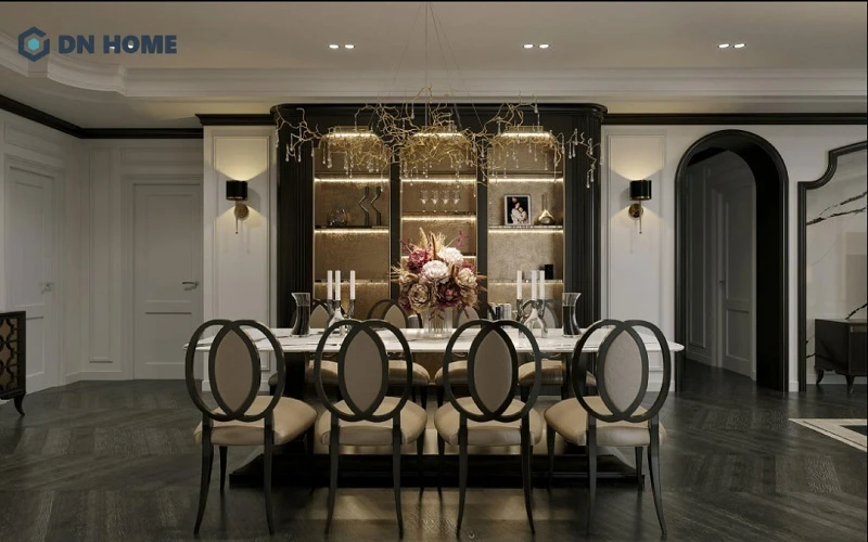 Mẫu phòng ăn chung cư Indochine với thiết kế sang trọng, đẹp mắt