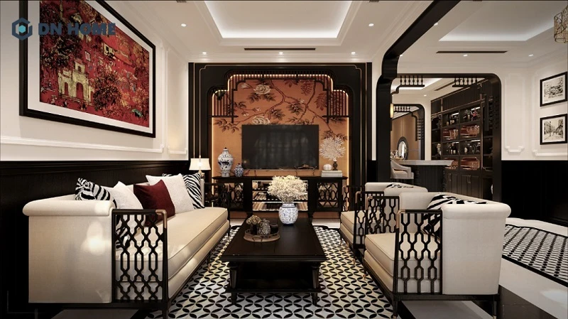 Diện tích 100m2 cho phép gia chủ thể hiện rõ nét hơn những đặc trưng của phong cách Indochine