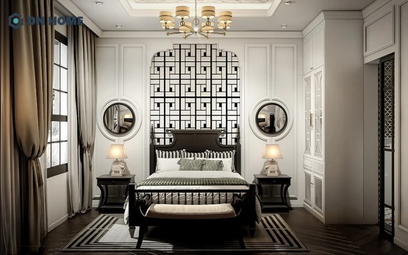 Phòng ngủ chung cư Indochine với cách bố trí không gian cân đối, đẹp mắt
