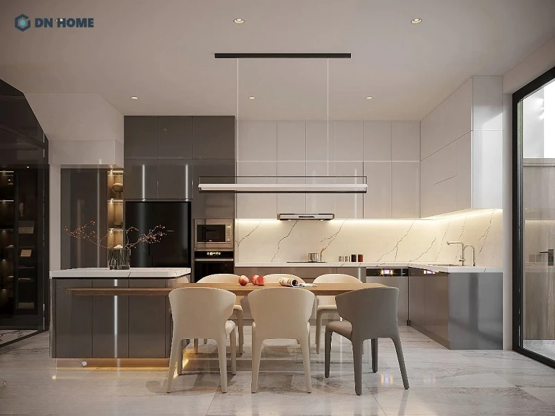 Decor bếp với tông màu chủ đạo phù hợp giúp tăng thêm tính thẩm mỹ cho không gian