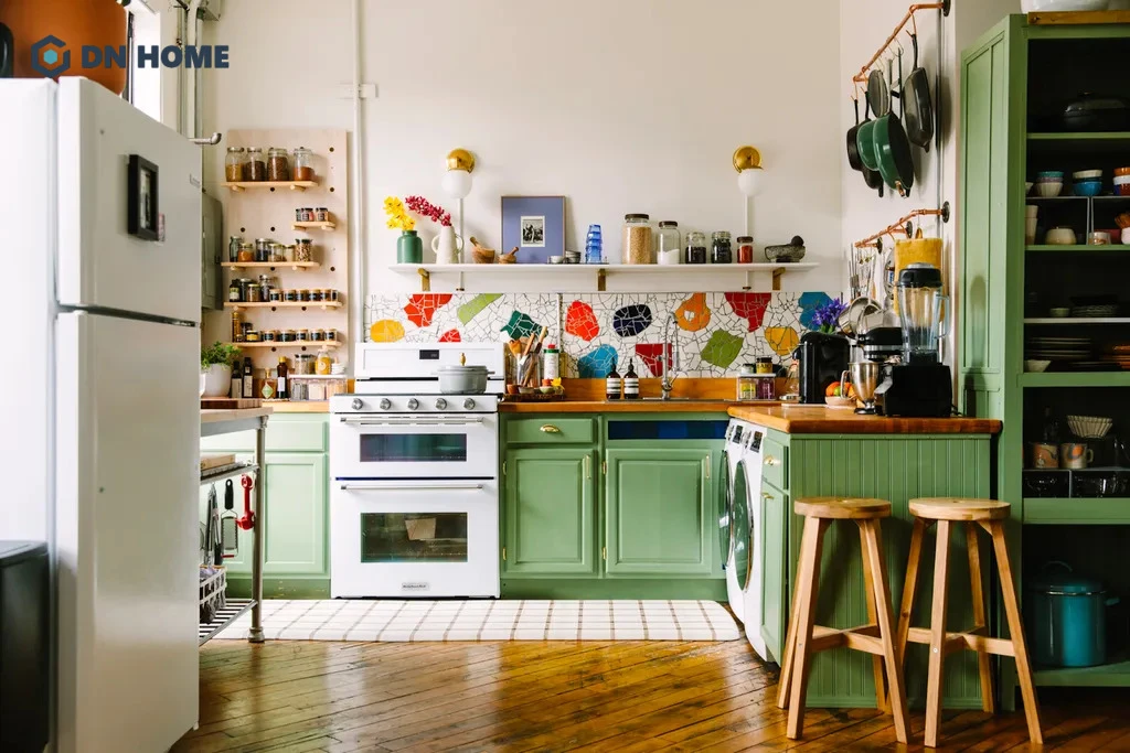 Mẫu decor nhà bếp vintage phù hợp với những gia chủ yêu thích vẻ đẹp độc đáo, cá tính