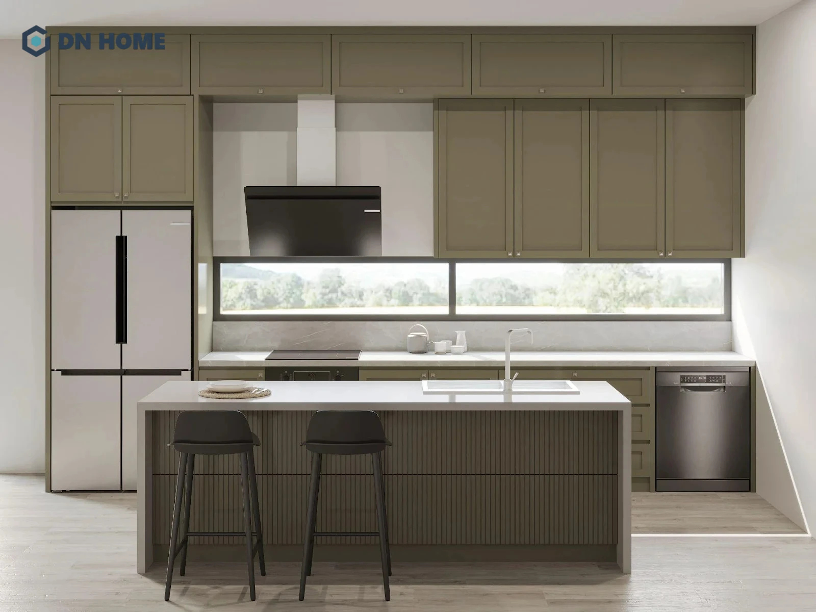 Sắp xếp nội thất hợp lý giúp tối ưu không gian, thuận tiện khi nấu nướng và giữ bếp luôn gọn gàng